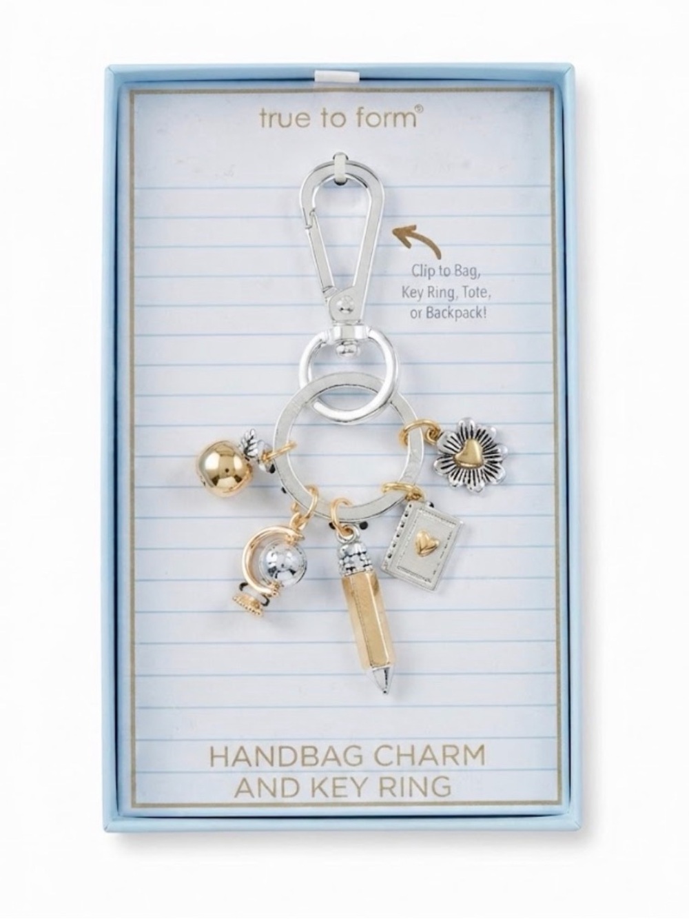 NWT ⚜️🩶⚜️ True to Form School Themed Key Chain Bag Charm